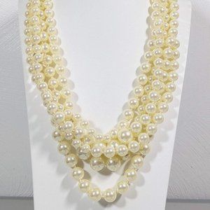 J.Crew Five Strand Faux Pearl Necklace High Luster with matching bracelet